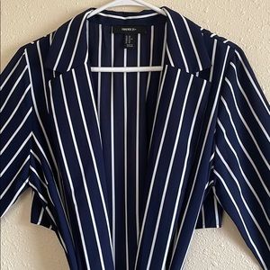Forever 21+ Navy Pinstripe Duster Cardigan